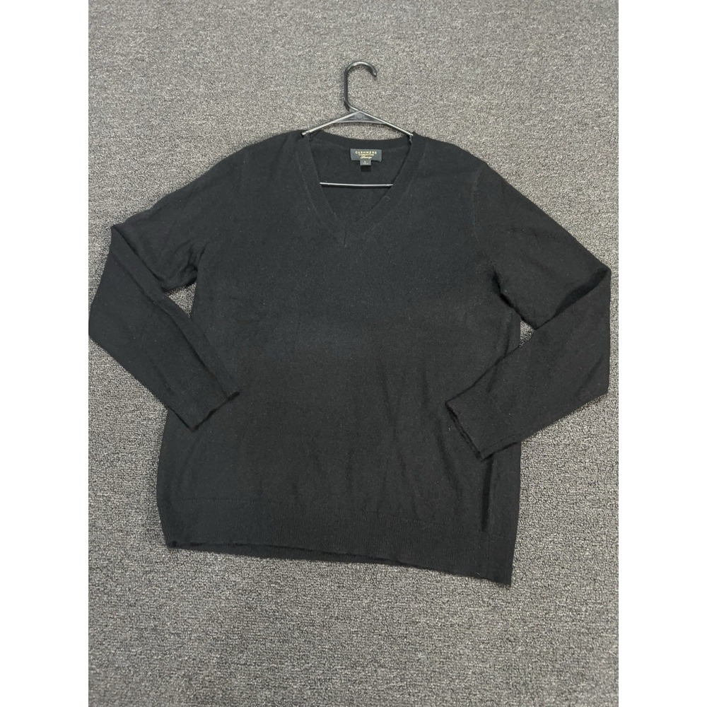 Cashmere Charter Club 100% Cashmere Sweater Women's Large Black V-Neck Pullover